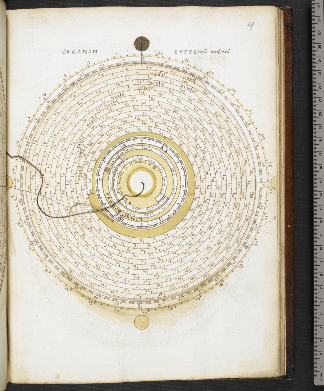 Harley MS 3263 f.49 Organon Astronomicon ex hypothesibus Copernicus extractum 'by Jean du Temps of Blois (الحبر واللون على ورق) بواسطة المدرسة الفرنسية