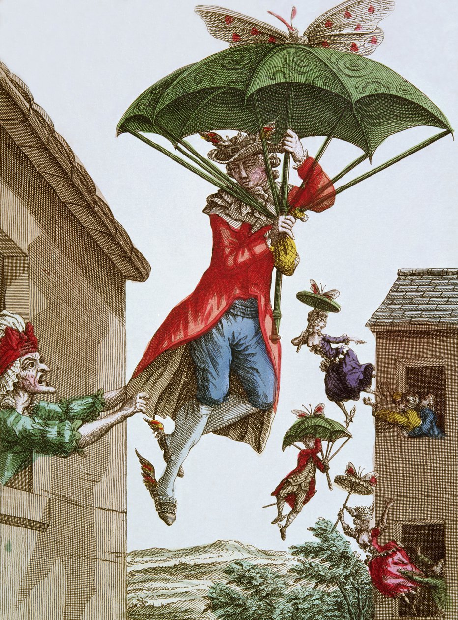 يحملها Aloft by Umbrellas و Butterflies ، يطير الرجال والنساء من Windows بواسطة المدرسة الفرنسية