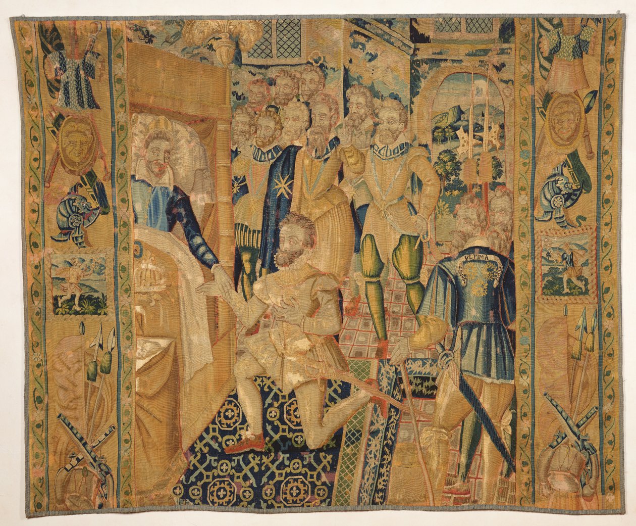 هنري الثالث (1551-89) دي فالوا يعطي شارة السلطة لهنري الثالث (1553-1610) دي بوربون بواسطة المدرسة الفرنسية