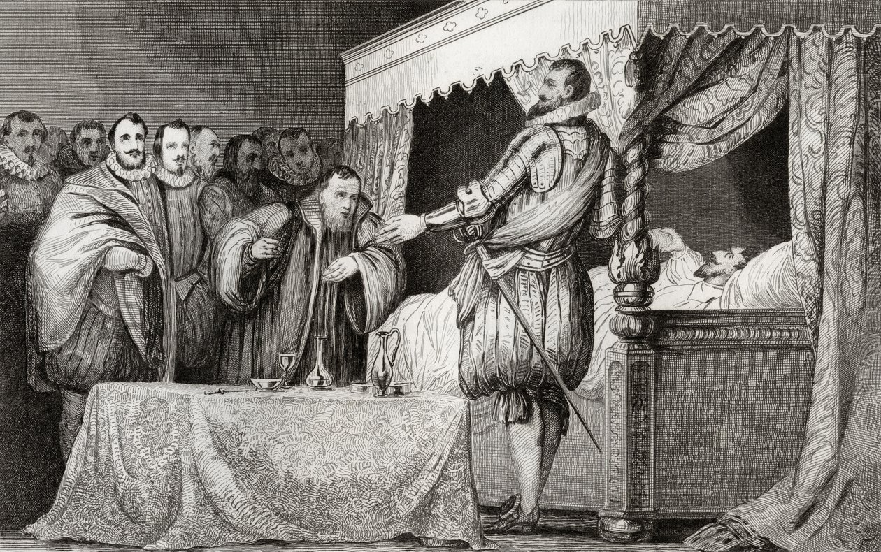 هنري الثالث (1551-89) يسمي Bearnais (1553-1610) خلفا له ، من `` Histoire de France &39;&39; بواسطة Colart ، تم نشره عام 1840 بواسطة المدرسة الفرنسية