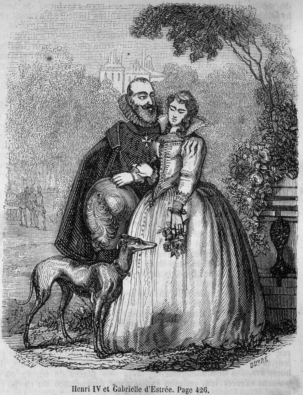 Henri IV (1553 - 1610) و Gabrielle d'Estrée عشيقته (1573 - 1599) - في "" Histoire de France "" بقلم L.-P. Anquetil بواسطة المدرسة الفرنسية