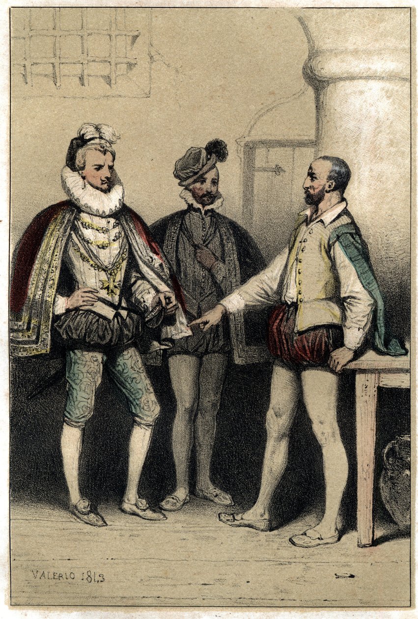 هنري الثالث (1551-1589) ، ملك فرنسا ، يزور برنارد باليسي ، خزف ، مسجون في الباستيل. في نقش "" Scenes de la vie d'hommes الشهير "" بلونين بواسطة Valerio. 1843. بواسطة المدرسة الفرنسية