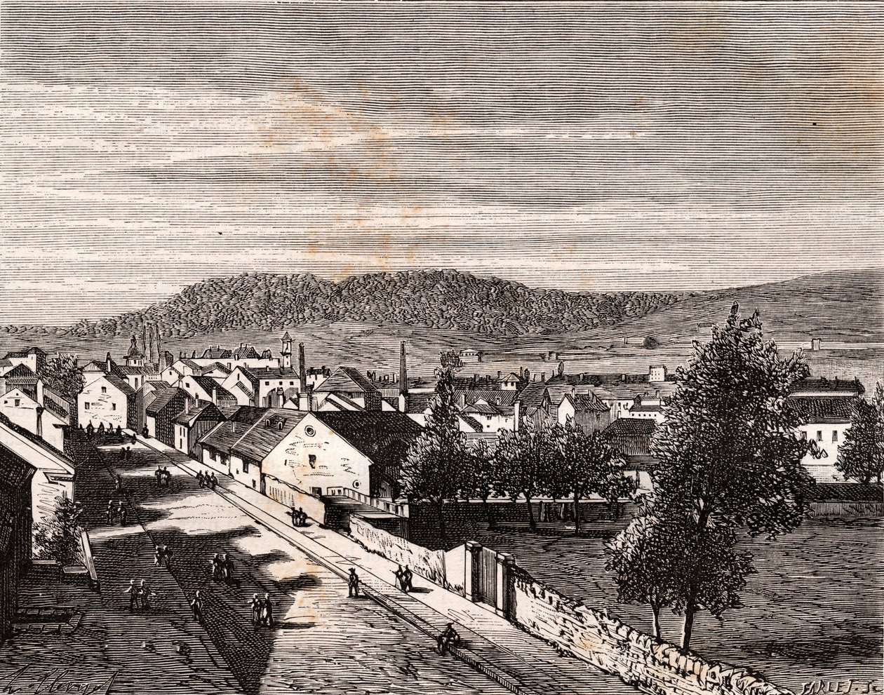 Hericourt - - قسم Saone-et-Loire - نقش في "La France illustree: الجغرافيا والتاريخ والإدارة الإحصائية" بقلم V.A. الشعير براون. 1884 بواسطة المدرسة الفرنسية