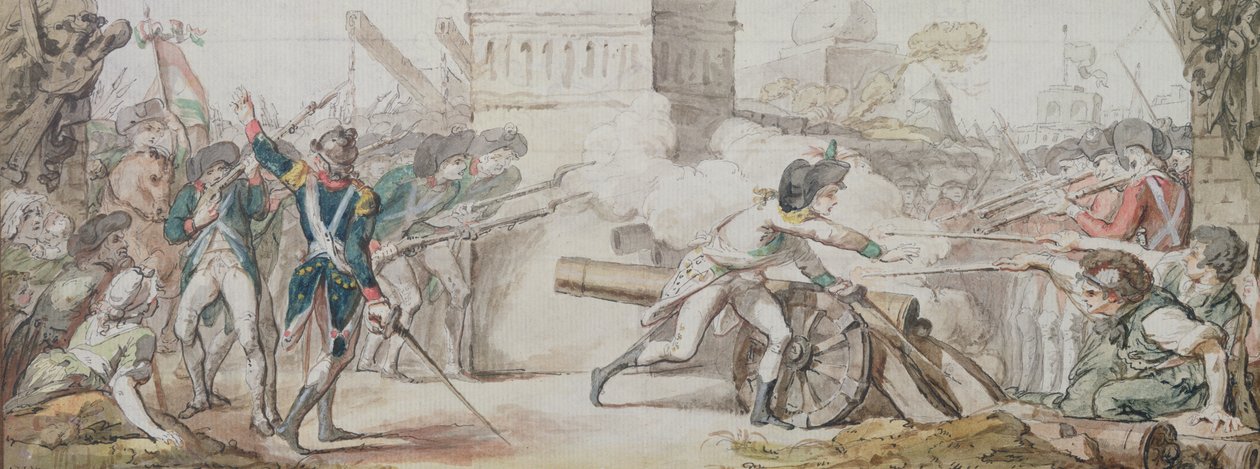 الموت البطولي لديزل في محاولته وقف المعركة خلال تمرد نانسي 31 أغسطس 1790 بواسطة المدرسة الفرنسية