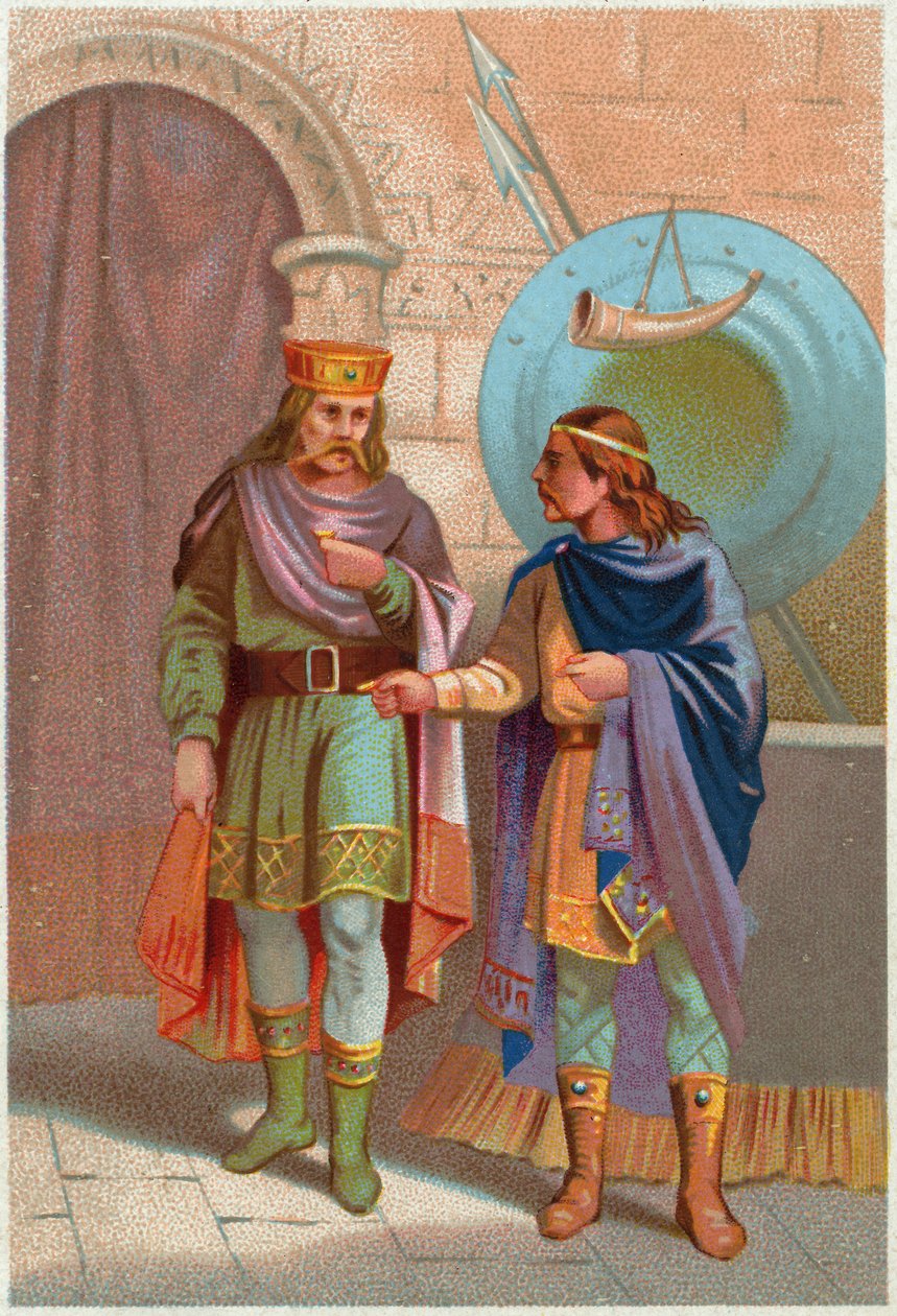 تاريخ. فرنسا. Childeric الأول ، ملك Merovingian ، طرده الصراحون. الصور ، فرنسا ، حوالي 1900 (طباعة) بواسطة المدرسة الفرنسية