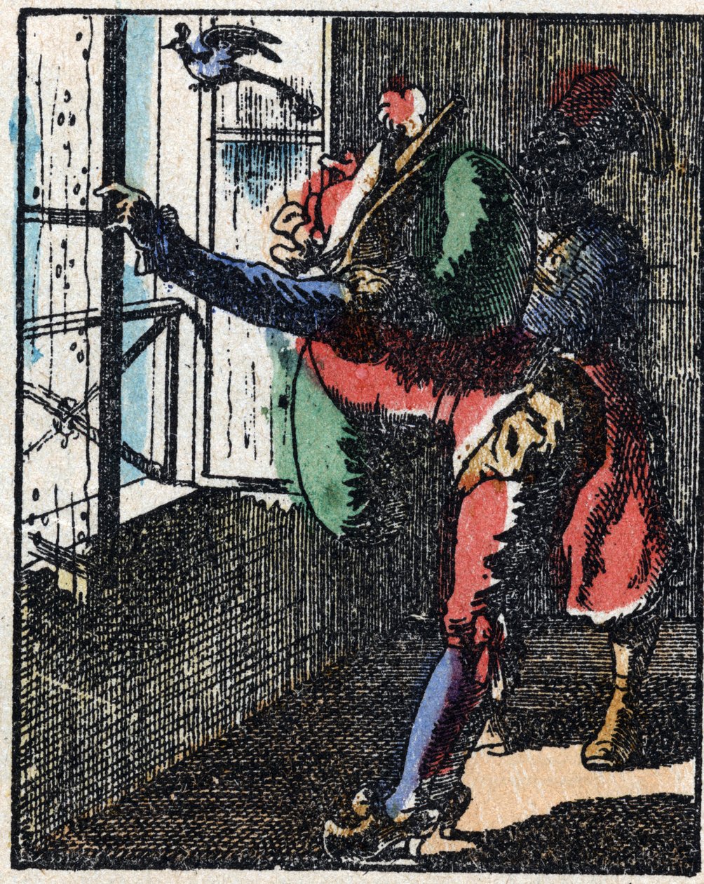 تاريخ الدكتور Pulcinella (Polichinelle). نقش الخشب للتصوير Pellerin - إبينال ، sd. أواخر القرن التاسع عشر. بواسطة المدرسة الفرنسية