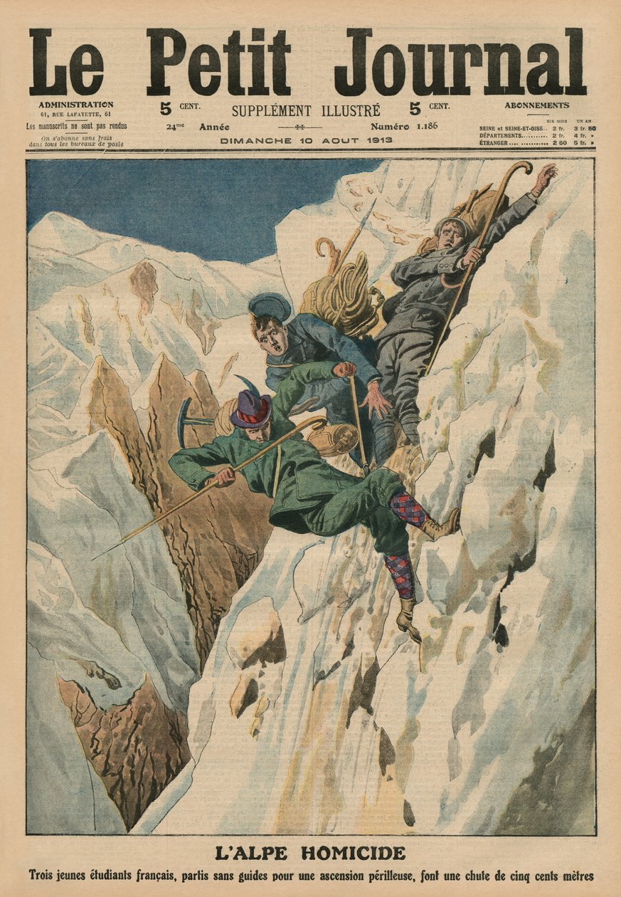 Homicidal Alp ، الغلاف الأمامي من `` Le Petit Journal &39;&39; ، ملحق illustre ، 10 أغسطس 1913 بواسطة المدرسة الفرنسية