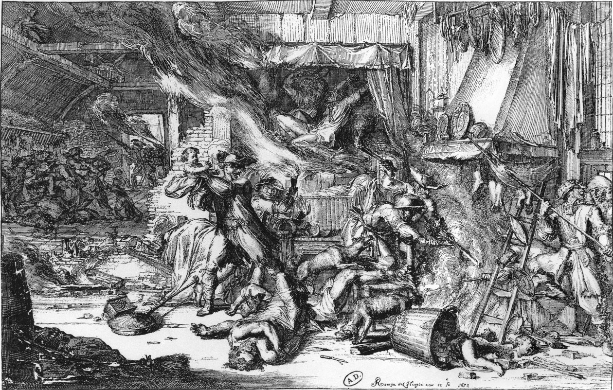 أهوال الفرنسيين في هولندا عام 1673 بواسطة المدرسة الفرنسية
