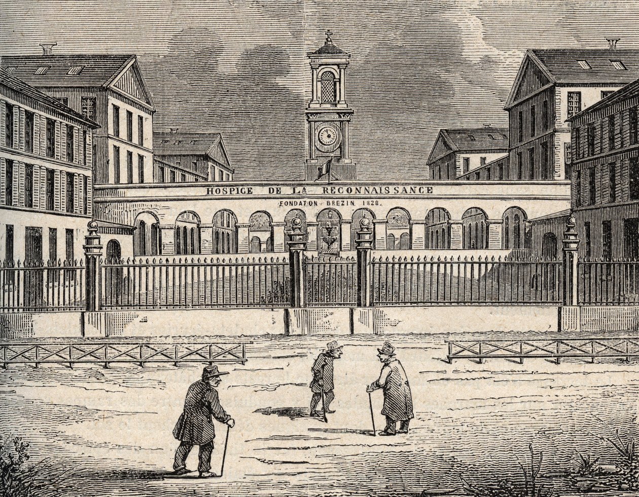 Hospice de la الاستطلاع في Garches - Hauts-de-Seine - نقش في "" PATRIE - الوصف PECTURESSE DE LA FRANCE في 6 مجلدات بواسطة LUCIEN HUARD - نهاية القرن التاسع عشر بواسطة المدرسة الفرنسية