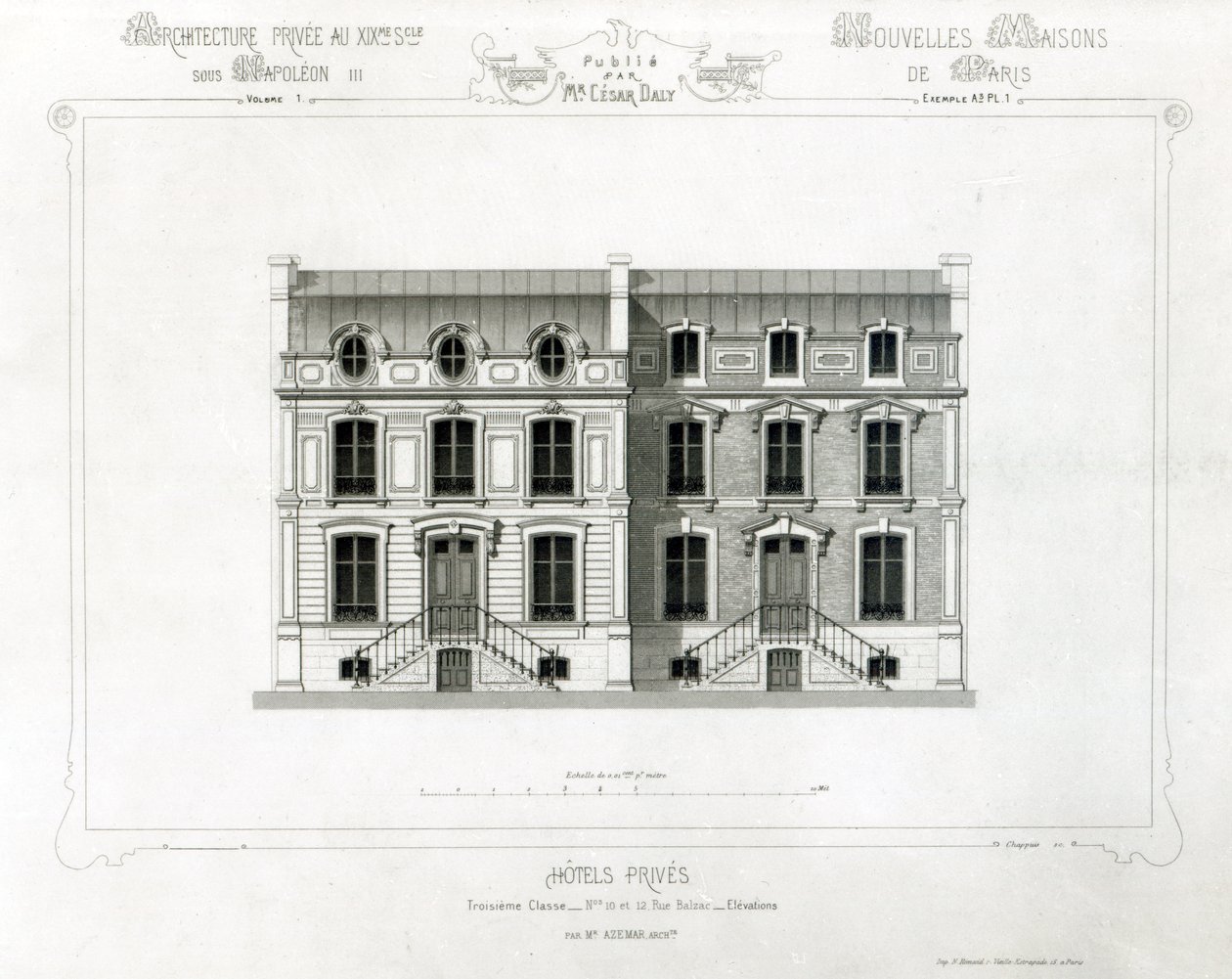 فنادق برايفز ، 10 و 12 شارع بلزاك ، باريس ، من الهندسة المعمارية Privee au C19th ، بواسطة المدرسة الفرنسية