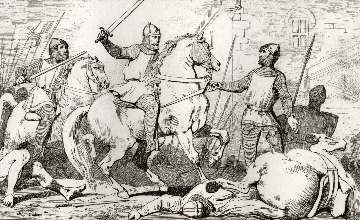 Hugh Capet (941-96) يمسك تشارلز لورين ، من "Histoire de France" بواسطة Colart ، تم نشره عام 1840 بواسطة المدرسة الفرنسية