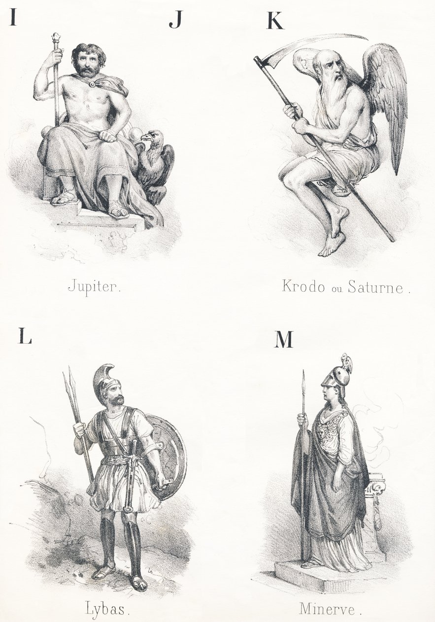 ; IJ K L M: Jupiter, Krodo, Lybas, Minerva بواسطة المدرسة الفرنسية
