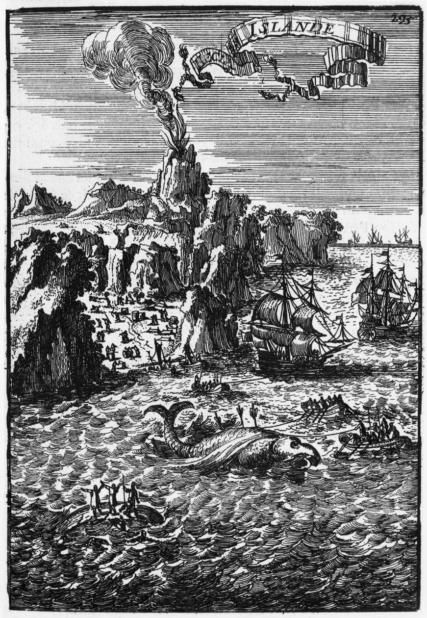 آيسلندا وصيد الحيتان ، توضيح من وصف de lUnivers بقلم Allain Manesson Mallet (1630-1706) منشور في باريس ، 1683 بواسطة المدرسة الفرنسية