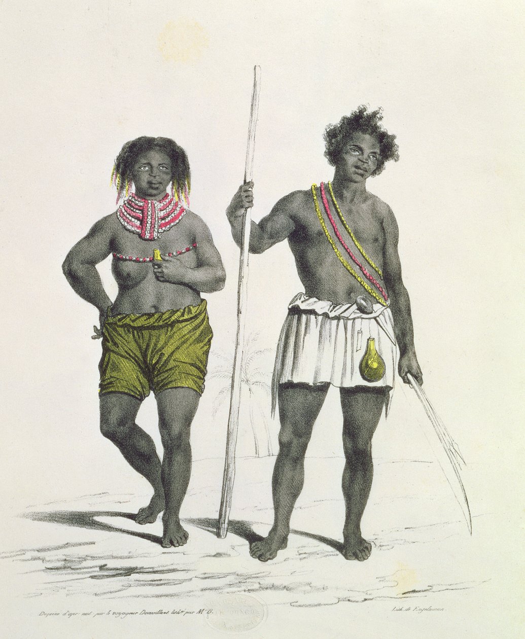 أسود وثني من مملكة بنغيلا ، أنغولا ، نقشها غودفروي إنجلمان (1788-1839) بواسطة المدرسة الفرنسية