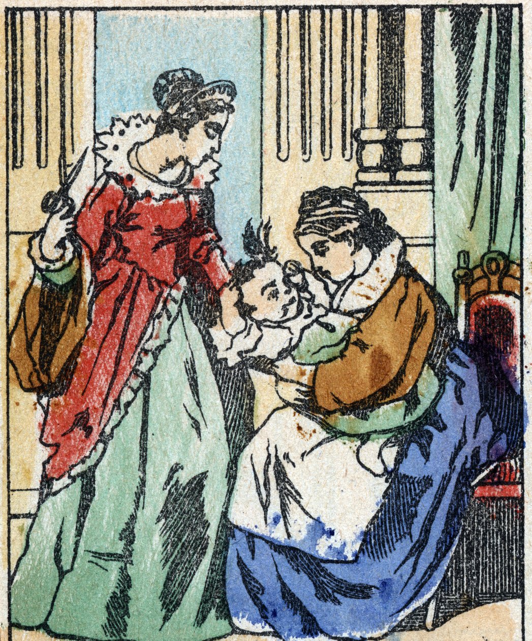 رسم توضيحي لـ "" Riquet a la houppe "، حكاية تشارلز بيرولت (1628-1703) ، الكاتب الفرنسي. نقش الخشب للتصوير Pellerin - إبينال ، sd. أواخر القرن التاسع عشر. بواسطة المدرسة الفرنسية