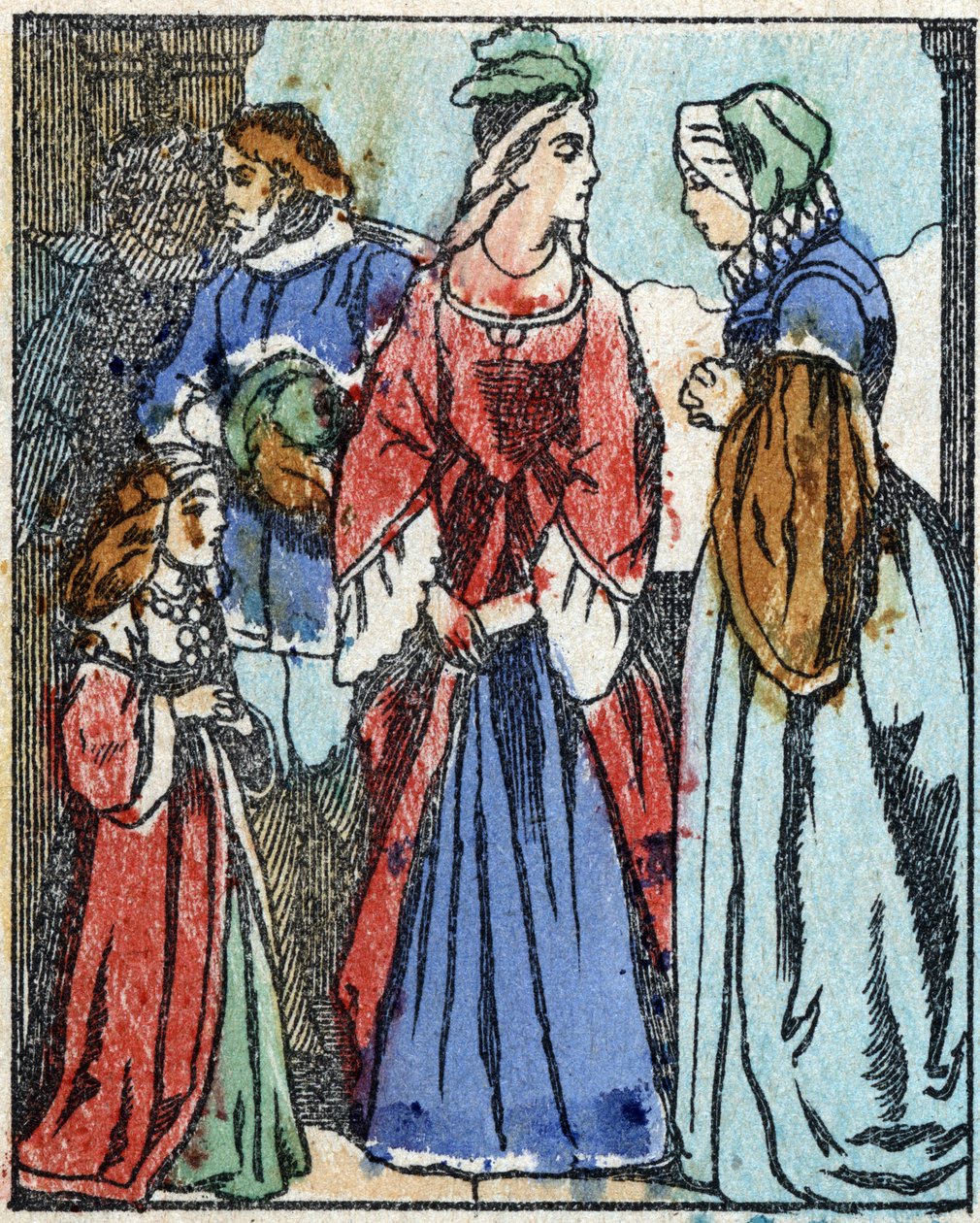 رسم توضيحي لـ "" Riquet a la houppe "، حكاية تشارلز بيرولت (1628-1703) ، الكاتب الفرنسي. نقش الخشب للتصوير Pellerin - إبينال ، sd. أواخر القرن التاسع عشر. بواسطة المدرسة الفرنسية