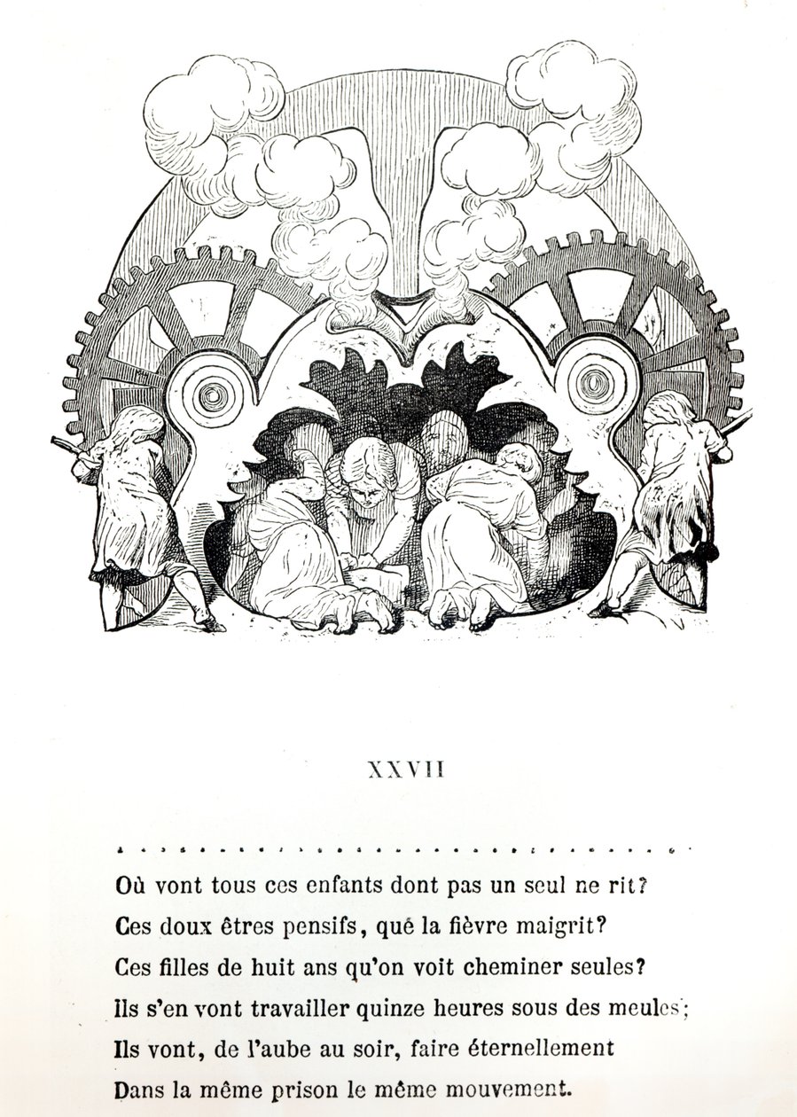 رسم توضيحي لقصيدة عن عمل الأطفال بقلم فيكتور هوغو (1802-85) ج .1880 ، نشره هيتزل بواسطة المدرسة الفرنسية