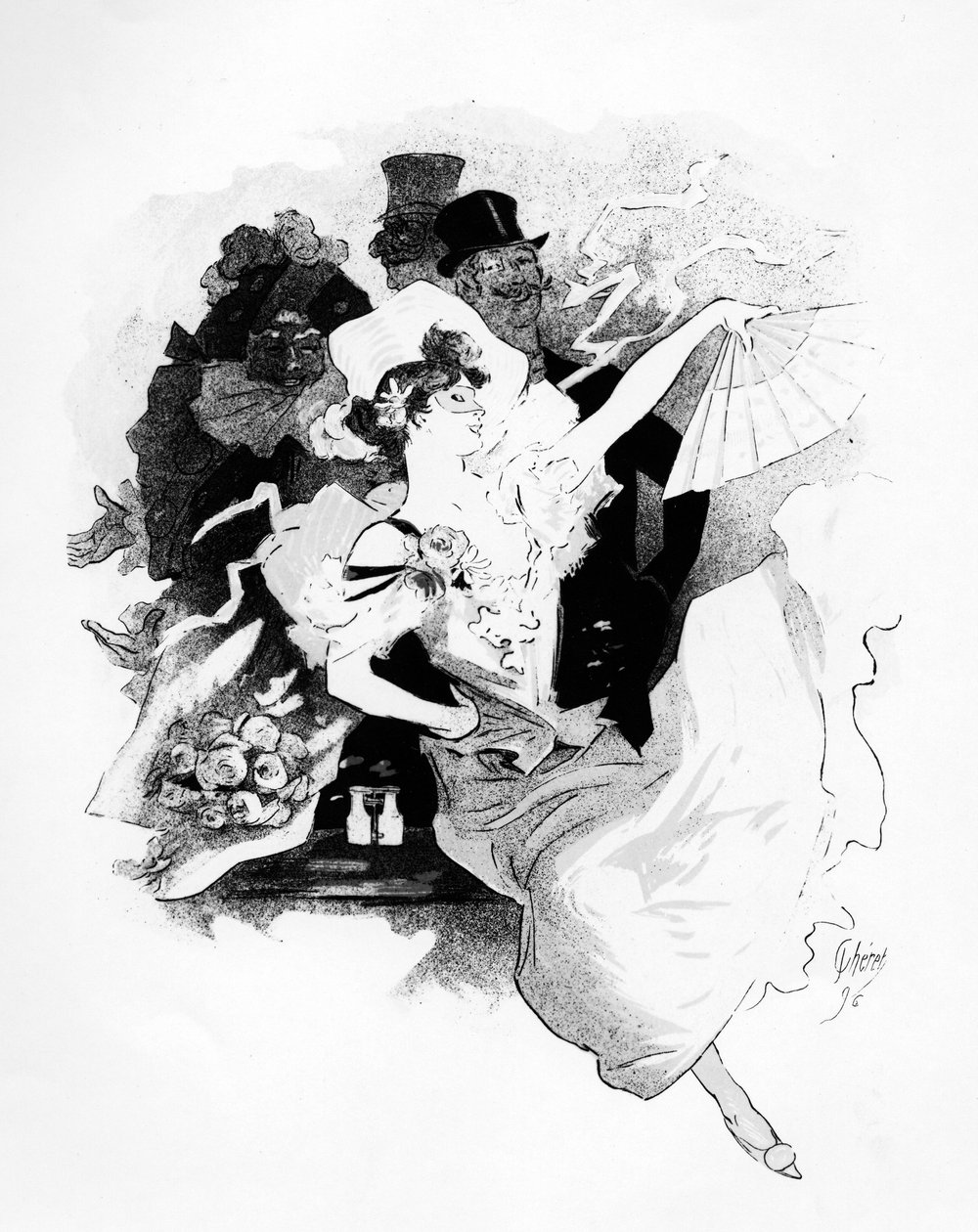 رسم توضيحي من ملصق إعلان عن أول مسرح Grand Bal Masque de LOpera ، باريس ، بقلم Jules Cheret ، 1896 بواسطة المدرسة الفرنسية