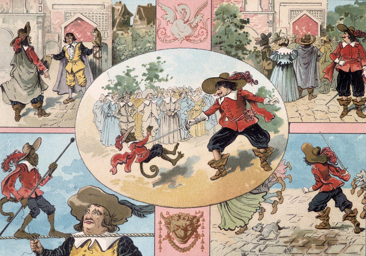 رسم توضيحي لـ Cyrano de Bergerac ، رسم توضيحي لرواية Cyrano de Bergerac: "العالم الآخر بواسطة المدرسة الفرنسية