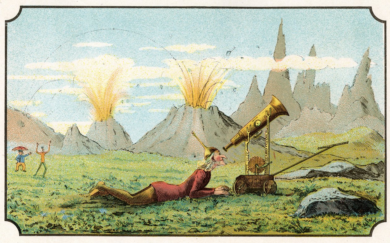 رسم توضيحي لكتاب "Voyage dans la lune avant 1900" من تأليف A. de Ville-d'Avray ، إصدار Ancienne Librairie Furne. (نقش) بواسطة المدرسة الفرنسية