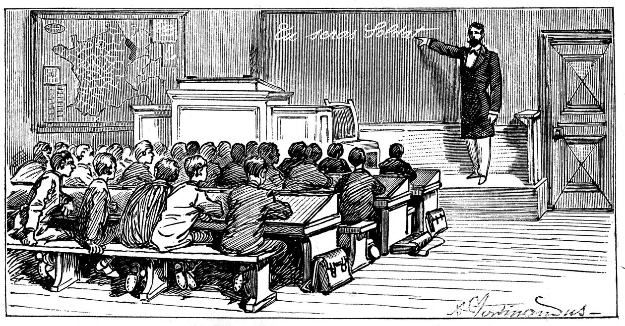 رسم توضيحي لكتاب إميل لافيس "Tu sera soldat" ، أرماند كولين ، 1899 بواسطة المدرسة الفرنسية