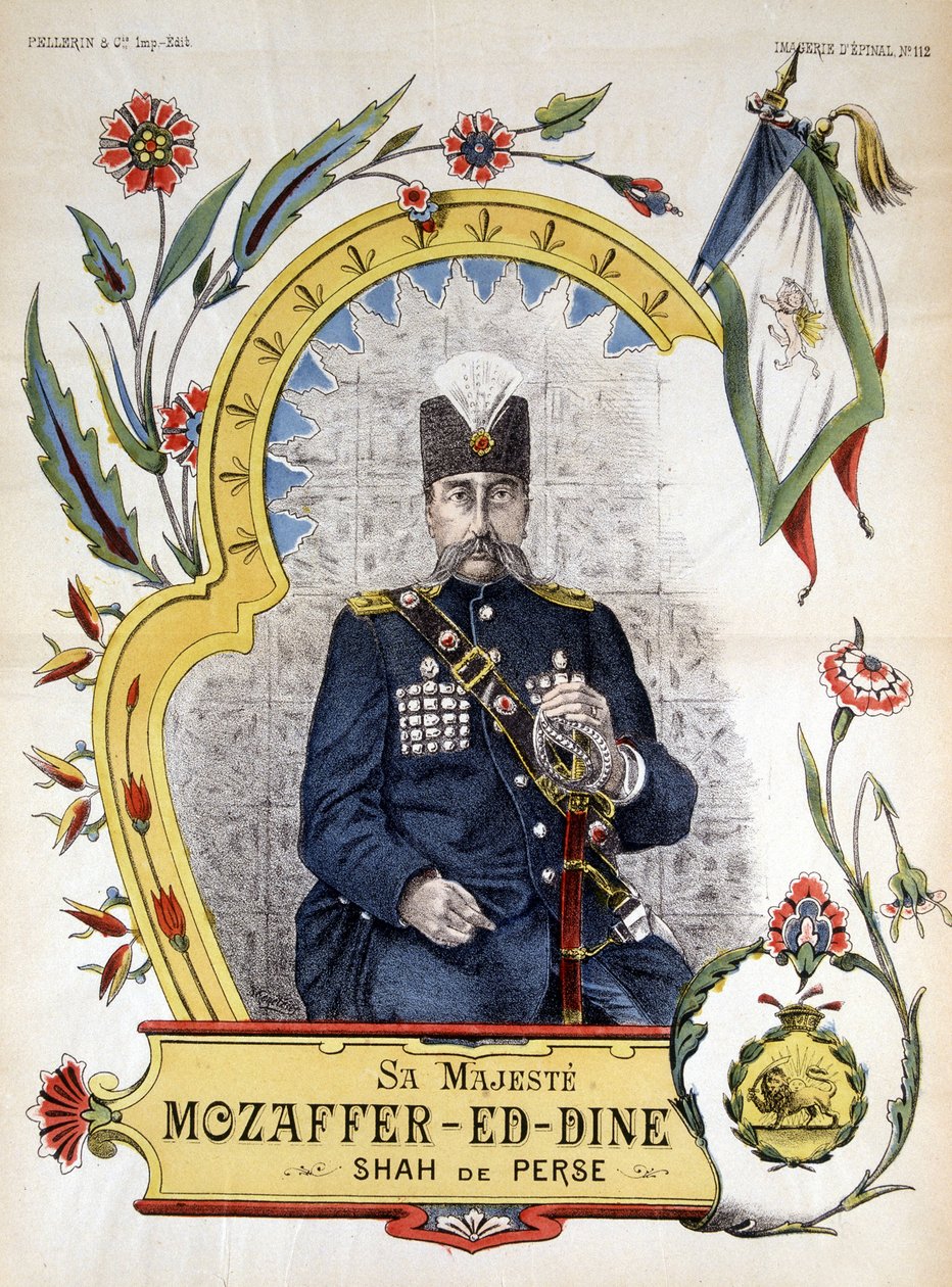 Image of epinal, Mozaffer ed dine (Mozaffer-ed-dine, Mozzafar-al-Din, Mozzafar al Din, Mozaffaredin) shah of Persia from 1896 to 1906. بواسطة المدرسة الفرنسية