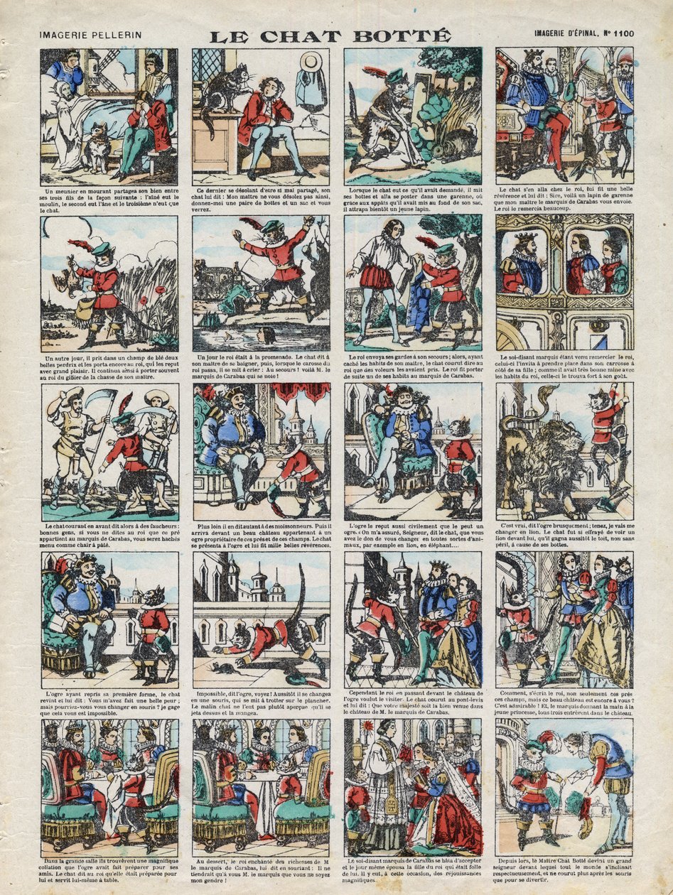 صور إبينال دي لا ميزون بيليرين - كاليفورنيا. 1913 - رسم توضيحي لحكاية تشارلز بيرولت "القطة القطة" بواسطة المدرسة الفرنسية