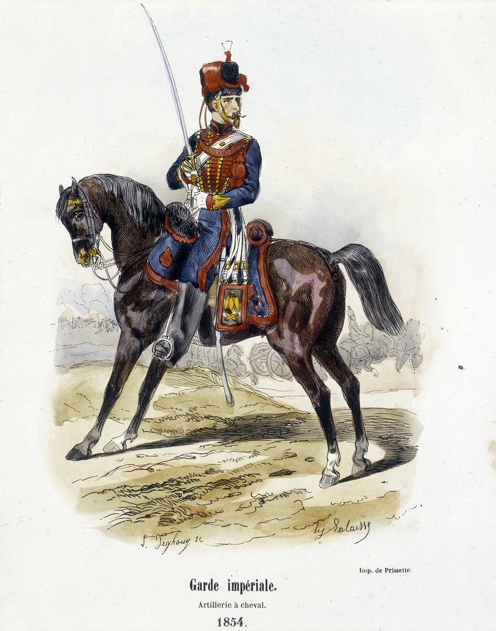 الحرس الإمبراطوري: المدفعية على ظهور الخيل عام 1854 - في "Histoire de l'Armee" بقلم أ. باربييه بواسطة المدرسة الفرنسية
