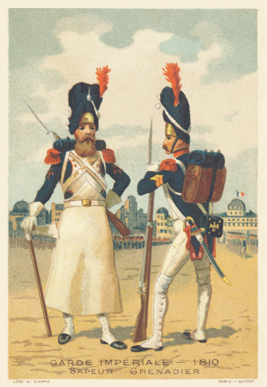 الحرس الإمبراطوري ، Sapeur و Grenadier في عام 1810 بواسطة المدرسة الفرنسية