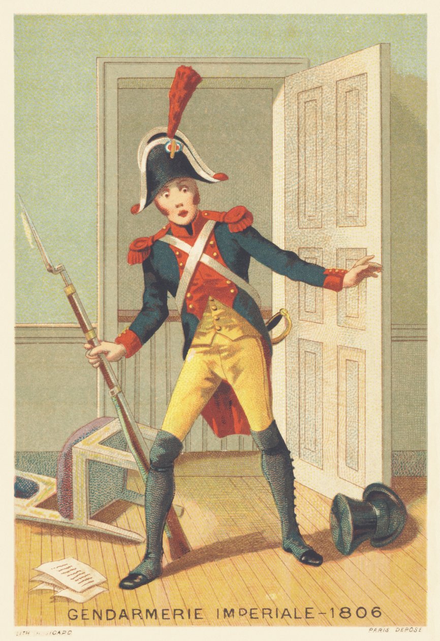 الدرك الإمبراطوري في عام 1806 (تم إنشاء الدرك النخبة عام 1801 بواسطة نابليون الأول وحلها عام 1815) بواسطة المدرسة الفرنسية