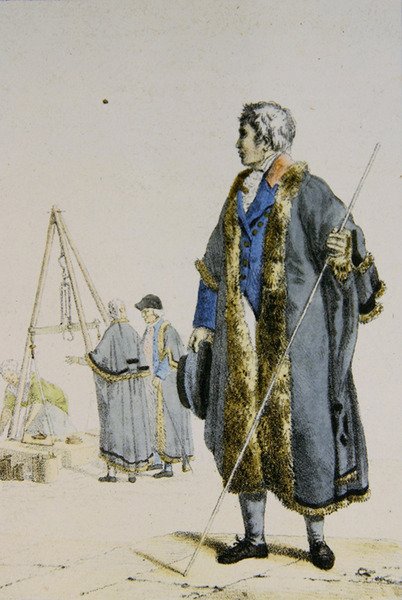 مفتش الأوزان والمقاييس في بولندا ، حوالي 1817 (نقش ملون) بواسطة المدرسة الفرنسية