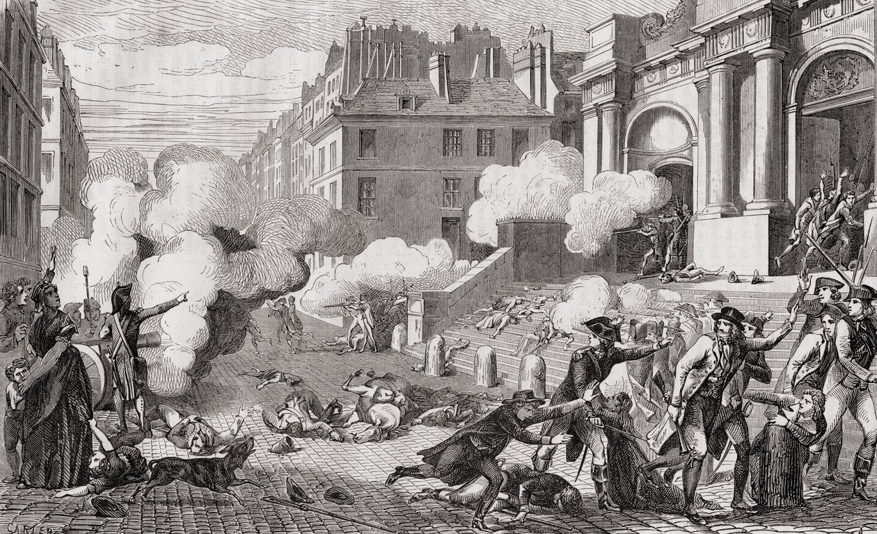 تمرد يوم 13 Vendemiaire ، السنة الرابعة ، 5 أكتوبر 1795 ، من "Histoire de la Revolution Française" بقلم لويس بلانك (1811-1882) بواسطة المدرسة الفرنسية