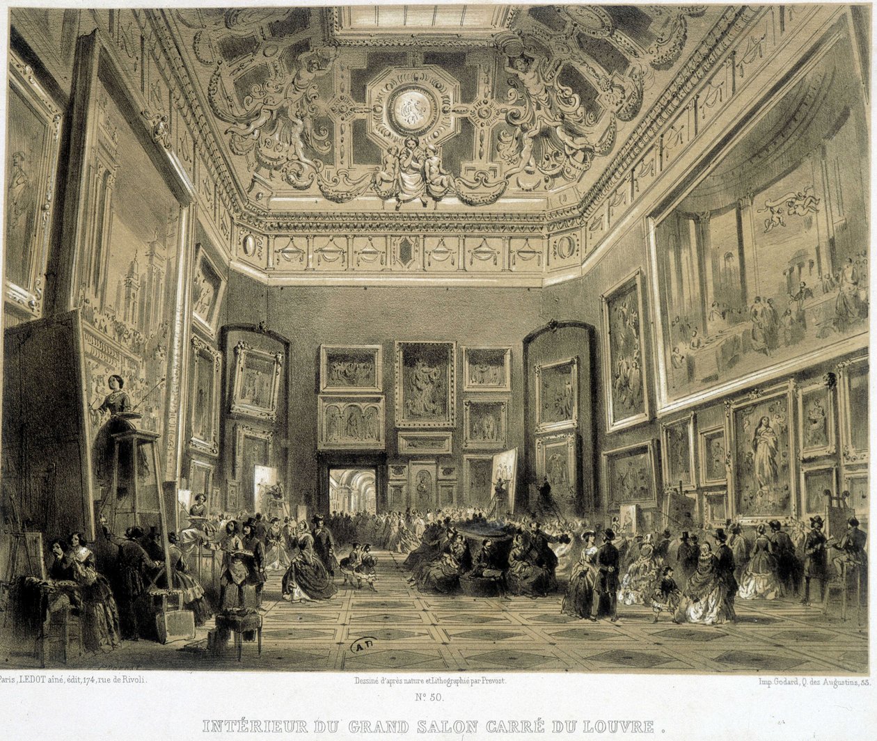 Interior of the Grand Salon Carre du Louvre. بواسطة المدرسة الفرنسية