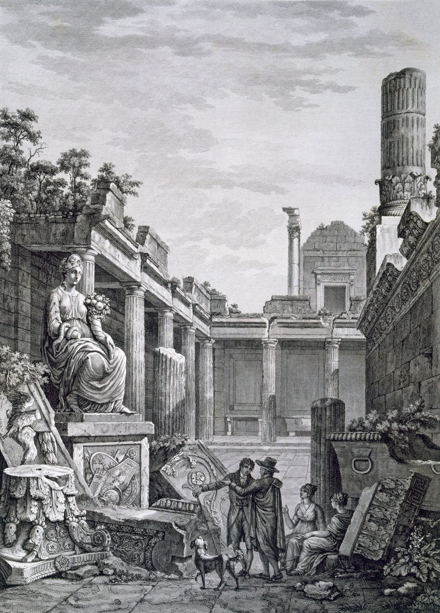 داخل الحمامات الرومانية ، نيم ، من Antiquités de la France: Vol I ، Monuments de Nimes بواسطة المدرسة الفرنسية