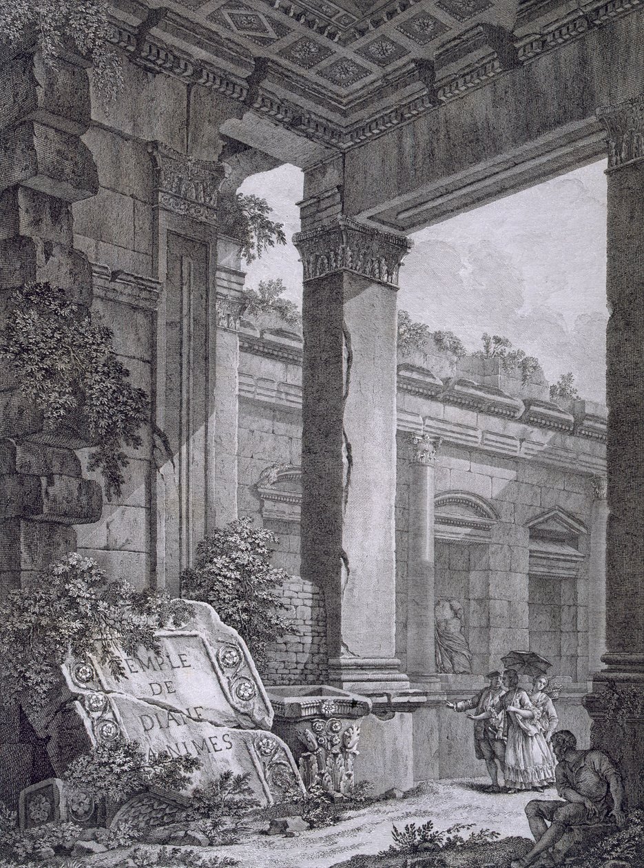 داخل معبد ديانا ، نيم ، من Antiquités de la France: Vol I ، Monuments de Nimes بواسطة المدرسة الفرنسية