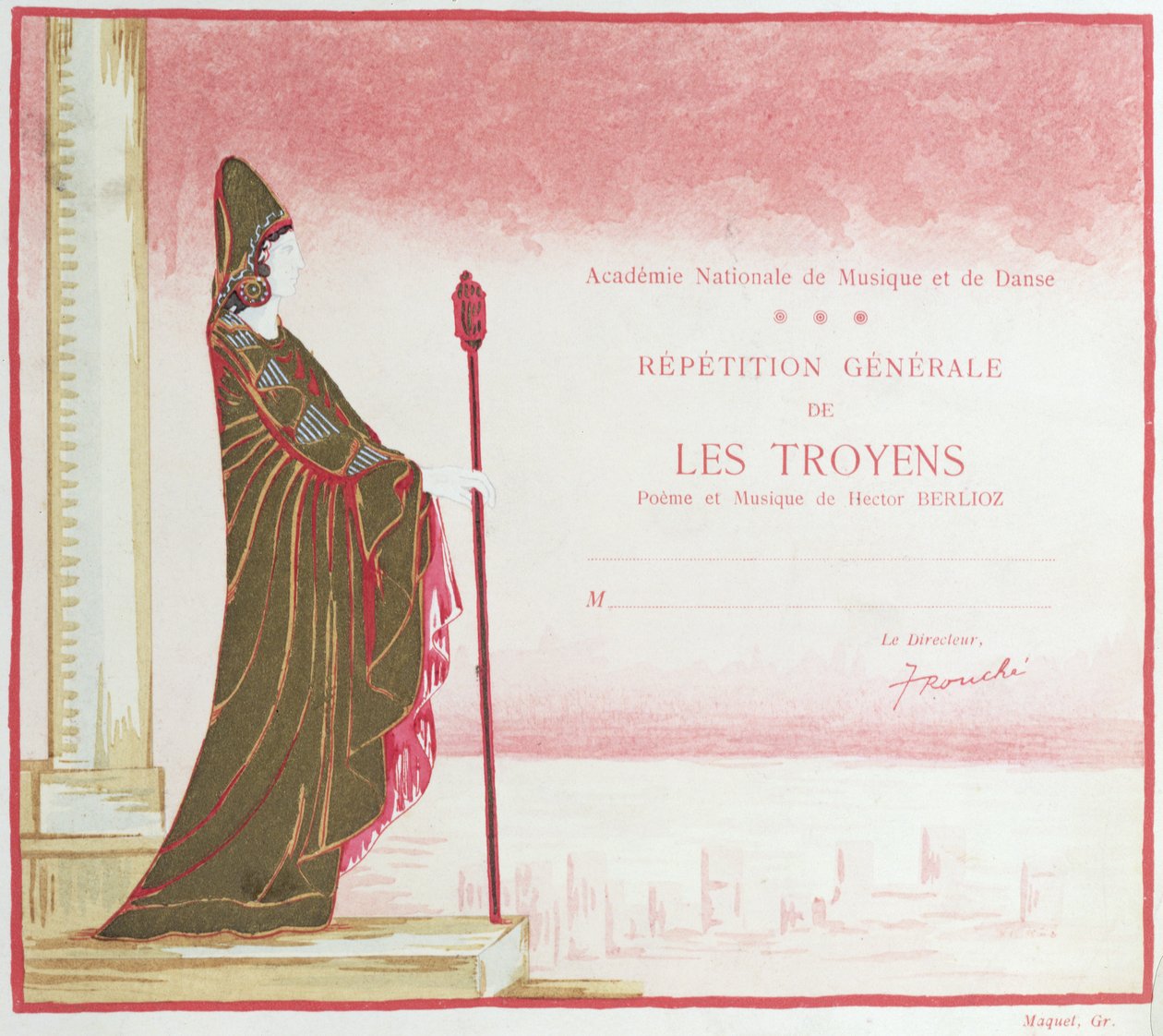 دعوة لأداء Les Troyens (The Trojans) ألحان هيكتور برليوز (1803-69) في أوبرا باريس ، 1921 بواسطة المدرسة الفرنسية