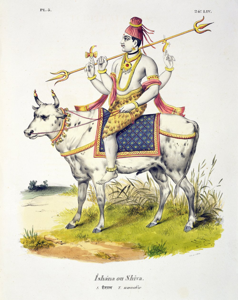 Ishana أو Shiva ، محفور بواسطة C. de Motte (1785-1836) بواسطة المدرسة الفرنسية