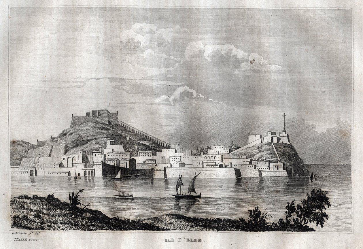Isola d'Elba - جزيرة إلبا - توسكانا - نقش من "" إيطاليا الخلابة "- الرسم التاريخي والوصف لإيطاليا" "بقلم M. de Norvins ، الفصل. نودير 1834-1836. بواسطة المدرسة الفرنسية