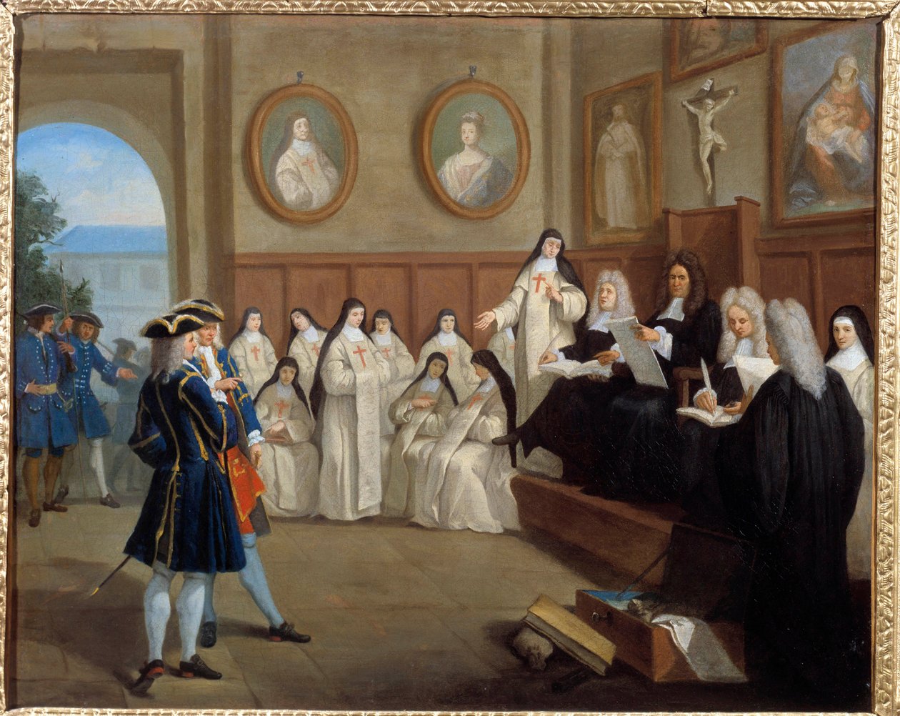 Jansenisme: "" الملازم في الشرطة مارك رينيه دارجنسون (1652-1721) قام بتفريق راهبات بورت رويال دي تشامب (Port Royal des Champs) في 29/10/1709) يتهمون بالهرطقة "" لوحة مجهولة. القرن ال 18. ميناء ملكي. متحف ديس بارانج بواسطة المدرسة الفرنسية