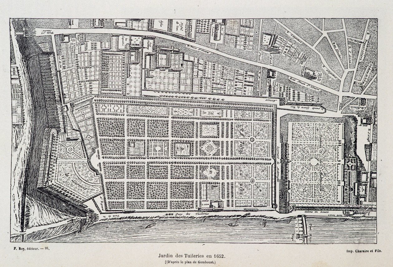 Jardin des Tuileries في عام 1652 (بعد خطة Gomboust) - في "Paris عبر القرون" ، بقلم H.Gourdon de Genouillac ، محرر. ف. روي ، باريس بواسطة المدرسة الفرنسية