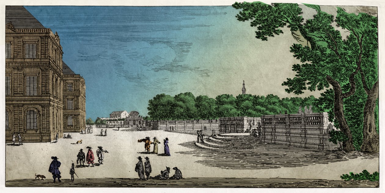 Jardin du Luxembourg, Paris. (engraving بواسطة المدرسة الفرنسية