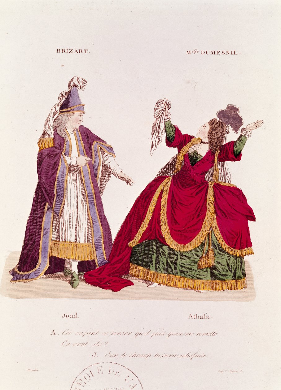 جان بابتيست بريزارد (1721-1791) في دور جواد ومادموزيل دومسنييل (1713-1803) مثل أتالي ، مشهد من المشهد الخامس المشهد 5 من "أتالي" لجان راسين (1639-1699) بواسطة المدرسة الفرنسية