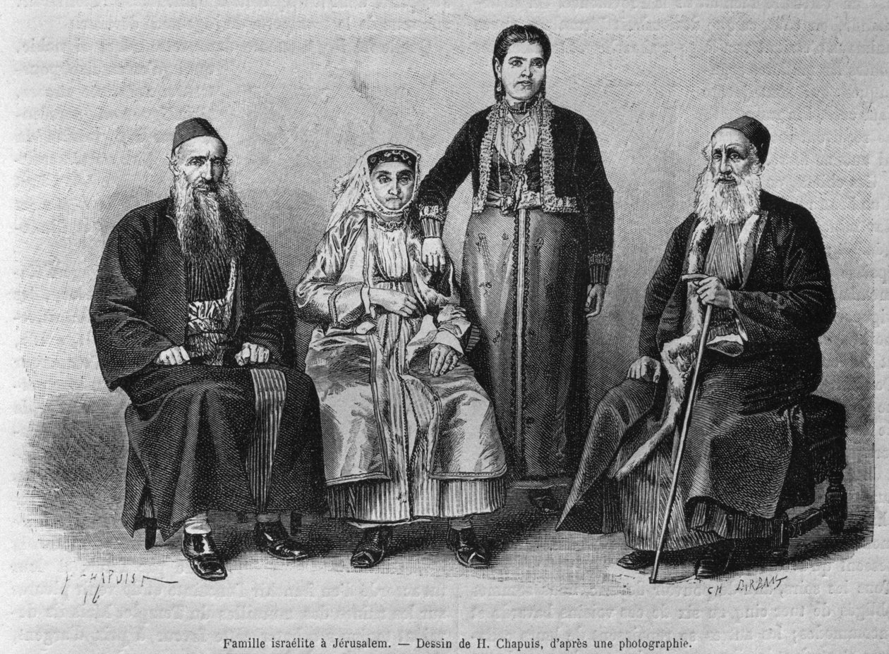 عائلة القدس اليهودية من سوريا اليوم. رحلات إلى فينيسيا ولبنان وجودي. 1875-1880 من لويس تشارلز إميل لورت ، 1884 (النقش وزن الجسم) بواسطة المدرسة الفرنسية