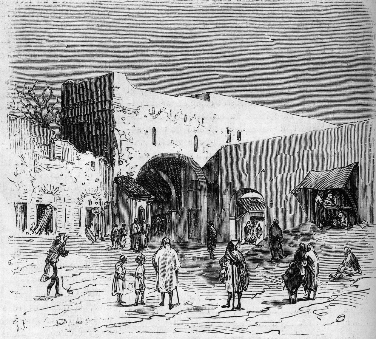 السكان اليهود في تطوان (تطوان) في المغرب: منظر داخلي للباريو اليهودي بواسطة المدرسة الفرنسية
