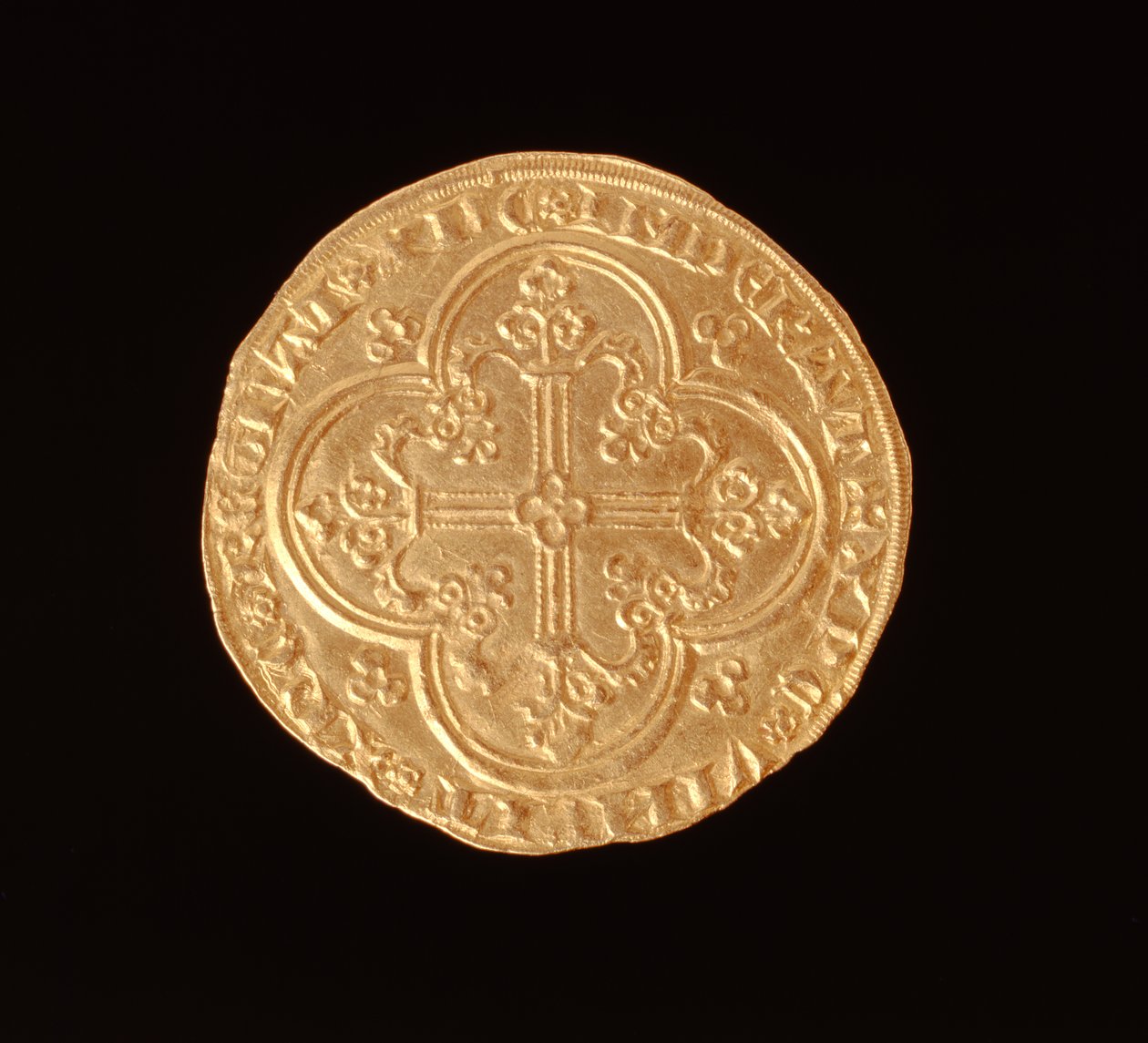 يوحنا الثاني الصالح (1319-64) ملك فرنسا ، فرنك شيفال ، 1350-64 (عكسي) (ذهبي) (للأمام انظر 168067) بواسطة المدرسة الفرنسية