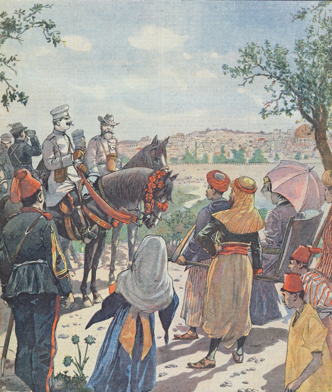 رحلة القيصر فيلهلم الثاني (1859-1941) إلى فلسطين. الوصول إلى القدس ، من صحيفة ، 2 نوفمبر 1898 بواسطة المدرسة الفرنسية