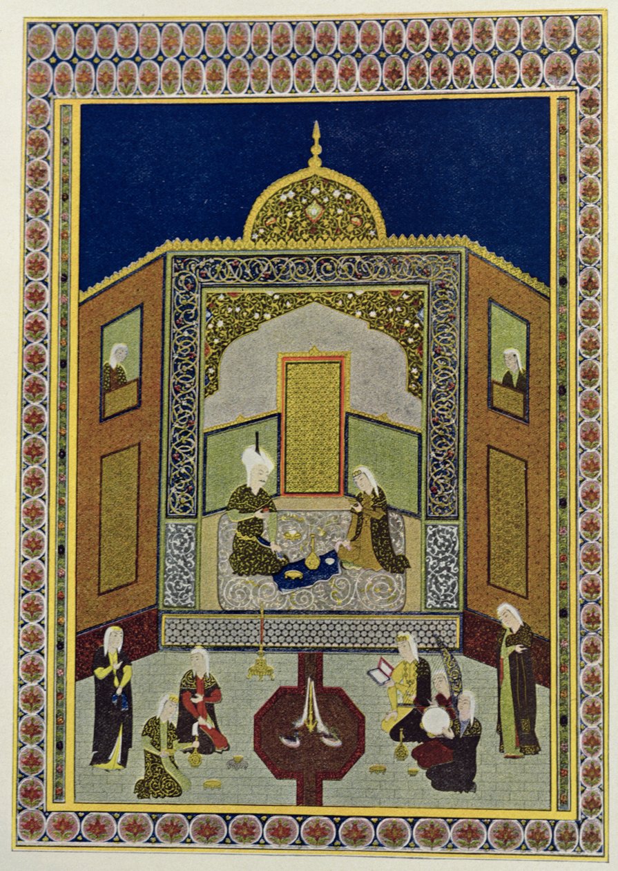 Kadi Pere-au-pet تحت القبة ، رسم توضيحي لـ The Night Nights ، 1895 (نقش ملون) بواسطة المدرسة الفرنسية
