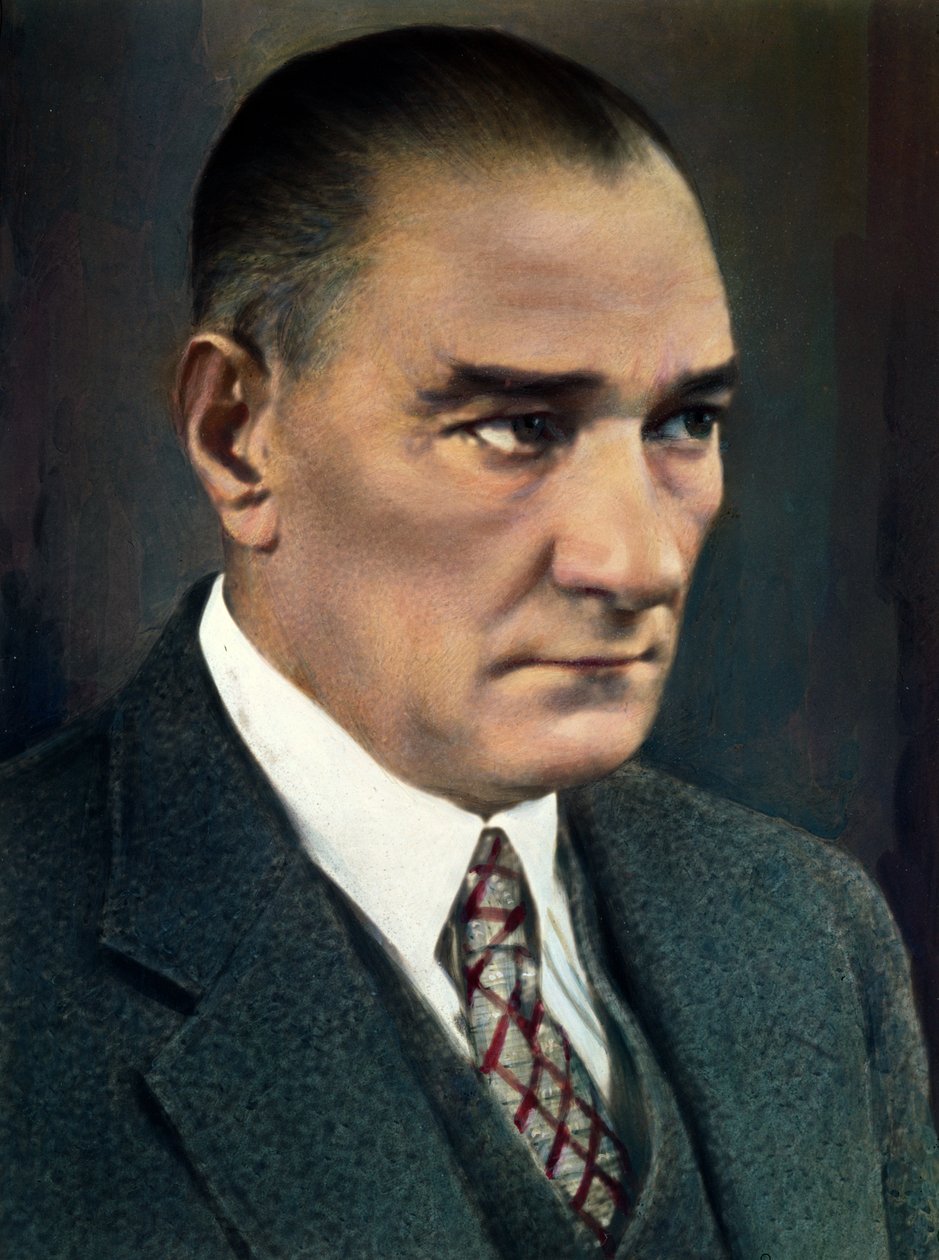 كمال (مصطفى) أتاتورك (1881-1938) ج1925-30 (المرحاض على الورق) بواسطة المدرسة الفرنسية