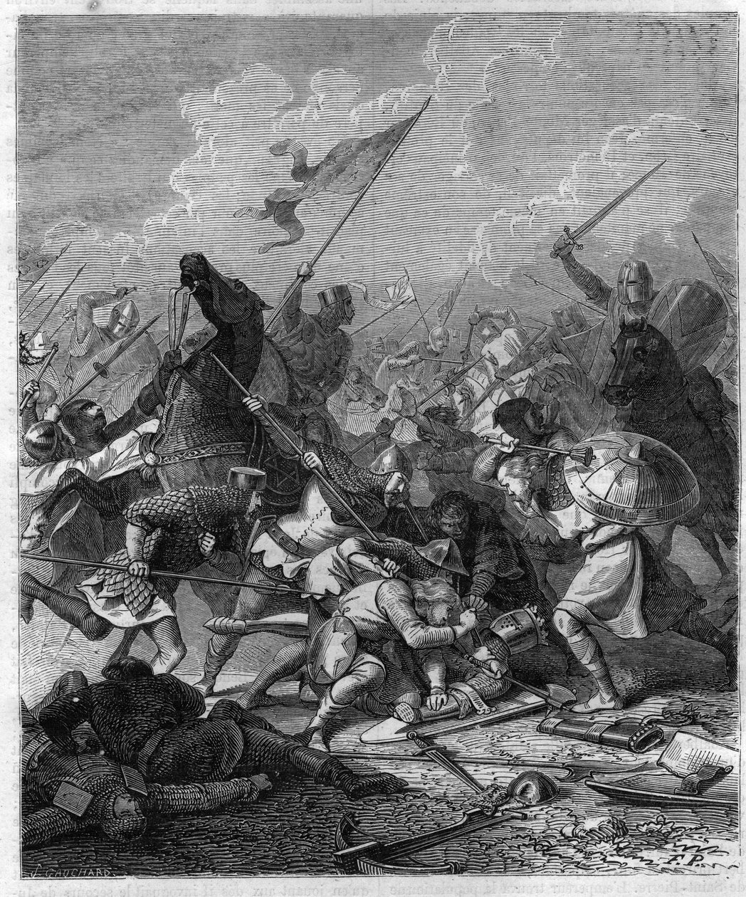 قال الملك أوثون الأول ملك جرمانيا العظيم (912-973) فوجئ بالمتمردين في روما. نقش في "Histoire des Papes-Rois-Queen و Empereurs a travers les years" بقلم موريس لاشاتر بواسطة المدرسة الفرنسية