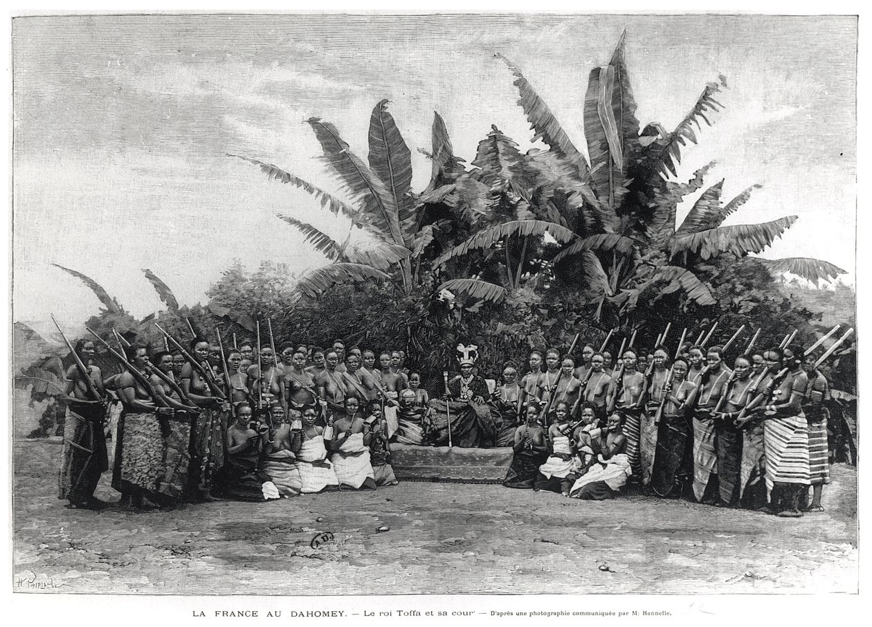 الملك توفا (حكم 1874-1908) ومحكمته ، داهومي ، 1892 بواسطة المدرسة الفرنسية